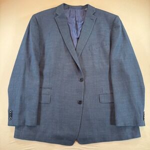 Michael Kors Mens Blazer 54L Blue Houndstooth Silk Wool Blend Sport Coat